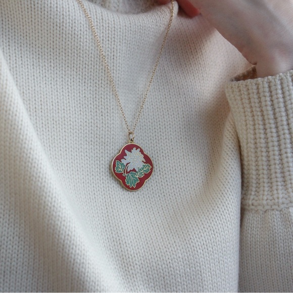 1970’s Chinese Cloisonné Peony Necklace - Picture 5 of 6